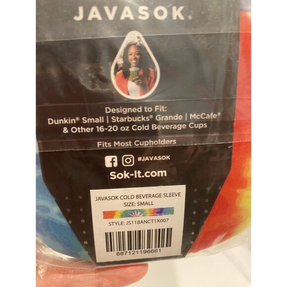 Javasok For Small Cold Drinks Tie Dye Pattern.  Fits Small Dunkin’, Starbucks - Picture 3 of 3